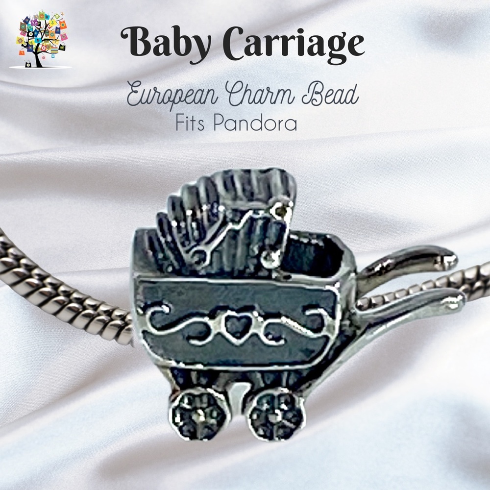 European Charm Bead Baby Carriage 925 Fits Pandora